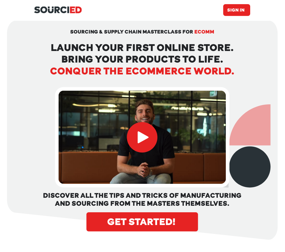 Preview of landing page sourciED project